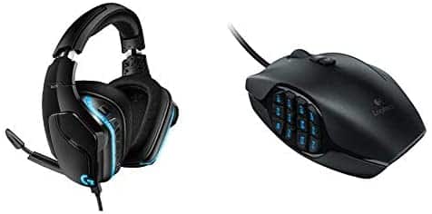 Logitech G635 DTS, X 7.1 Surround Sound LIGHTSYNC RGB PC Gaming Headset & G600 MMO Gaming Mouse, RGB Backlit, 20 Programmable Buttons