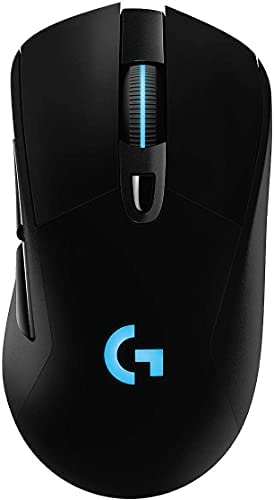 Logitech G703 Lightspeed Wireless Gaming Mouse W/Hero 16K Sensor, PowerPlay Compatible, Lightsync RGB, Lightweight 95G+10G Optional, 100-16, 000 DPI, Rubber Side Grips – Black
