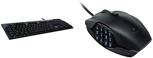 Logitech G815 RGB Mechanical Gaming Keyboard (Linear) & G600 MMO Gaming Mouse, RGB Backlit, 20 Programmable Buttons