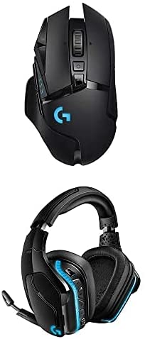 Logitech G935 Wireless DTS:X 7.1 Surround Sound LIGHTSYNC RGB PC Gaming Headset & G502 Lightspeed Wireless Gaming Mouse with Hero 16K Sensor, PowerPlay Compatible, Tunable Weights and Lightsync RGB