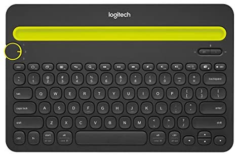 Logitech K480 Bluetooth Multi-Device Portable Wireless Keyboard with Integrated Stand Phone Holder – Works with Windows and Mac Computers, Android and iOS Tablets and Smartphones (Black)