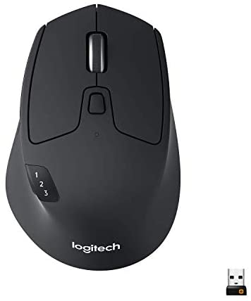 Logitech M720 Wireless Triathlon Mouse with Bluetooth for PC with Hyper-Fast Scrolling and USB Unifying Receiver for Computer and Laptop – Black