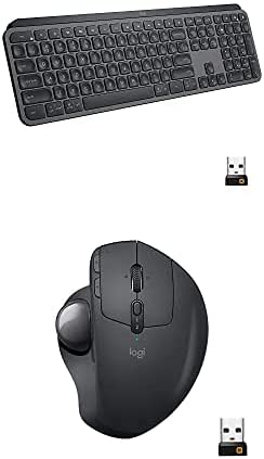 Logitech MX Ergo Wireless Trackball Mouse – Black & MX Keys Advanced Wireless Illuminated Keyboard – Graphite