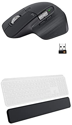 Logitech MX Master 3 Advanced Wireless Mouse – Graphite Bundle with Logitech MX Palm Rest