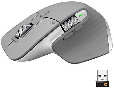 Logitech MX Master 3 Advanced Wireless Mouse, Ultrafast Scrolling, Ergonomic, 4000 DPI, Customization, USB-C, Bluetooth, USB, Apple Mac, Microsoft PC Windows, Linux, iPad – Mid Grey