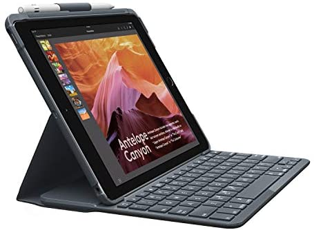 Logitech Slim Folio with Integrated Bluetooth Keyboard for iPad (5th and 6th Generation) – Black
