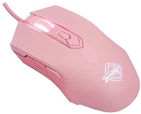 Lomiluskr AJ52 Gaming Mice Wired, Programmable 7 Buttons, Computer Mice with RGB LED Backlit, 200-4800 DPI Adjustable,for Windows/Mac OS/Linux (Pink)