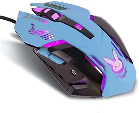 Lovely Wired USB Computer Mice,7 Colors Backlit,3200 DPI for MacBook,Computer PC,Laptop (D.VA) (Blue)