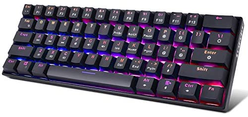 Lushujun DK61 Wireless Gaming Keyboard 60% Mechanical RGB Keyboard Blue Switch for PC Computer USB-C Rechargeable Bluetooth Keyboard Compatible with Mobile Devices