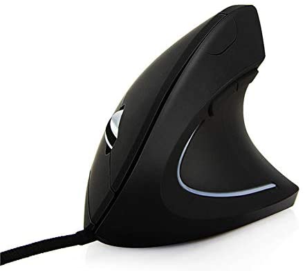 LylGs USB Wireless Wired Vertical Mouse Optical Ergonomic Mouse for Laptop, Computer, Adjustable Sensitivity 1000/1600/2400/3200 DPI, Black (Wired)