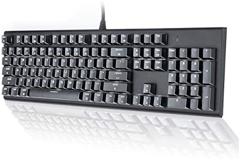 M104 Mac Layout Mechanical Keyboard, VELOCIFIRE 104-Key Full Size Mechanical Keyboard with Tactile Brown Switch, and LED White Backlit, Compatible with Mac (Black)