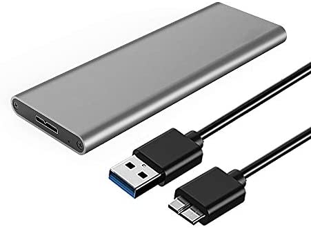 M.2 SATA NGFF SSD to USB 3.0 External SSD Case Reader Converter Adapter Enclosure with UASP, NGFF M.2 2280 2260 2242 2230 SSD with Key B/Key B+M(Grey)