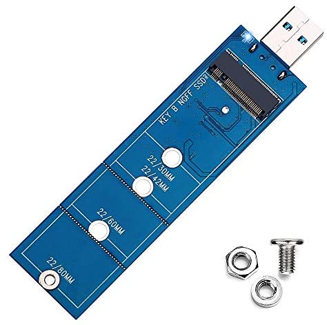 M.2 USB 3.0 Adapter, M.2 B Key Converter to USB 3.0 Reader Card as Portable External Hard Drive,Support SATA Based SSD 2230 2242 2260 2280