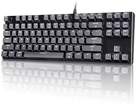 M87 Mac Layout Mechanical Keyboard, VELOCIFIRE 87-Key with Tactile Brown Switch, and LED White Backlit, Compatible with Mac (Black)