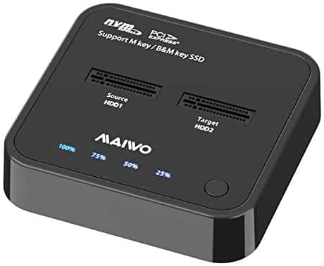 MAIWO K3016P 2-Bay NVME Docking Station, Tool-Free Type- C to NVME SSD Enclosure for B & M Key NVMe PCIe M.2 SSDs, Support Offline Clone duplicator and one- Key System Disk Copy Function. (10Gbps)
