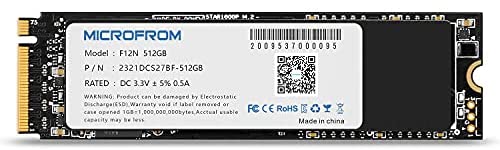 MICROFROM 512GB F12N M.2 SSD NVME PCIe SSD Internal Solid State Drive PCIe Gen3X4, M.2 NVMe 1.3, SSD M.2 TCL NAND Flash Up to Read/Write 3,500/2,300MB/s for PC Gaming Laptop