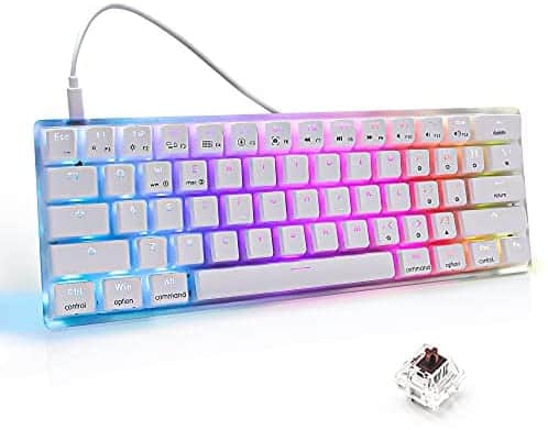 MIHIYIRY US Layout 60% Hot Swappable Mechanical Keyboard, RGB Backlit 61 Anti-ghosting Keys USB Wired Computer Keyboard Quick-Response Ergonomic Keyboard Suitable for Office and Games(Brown Switch) …