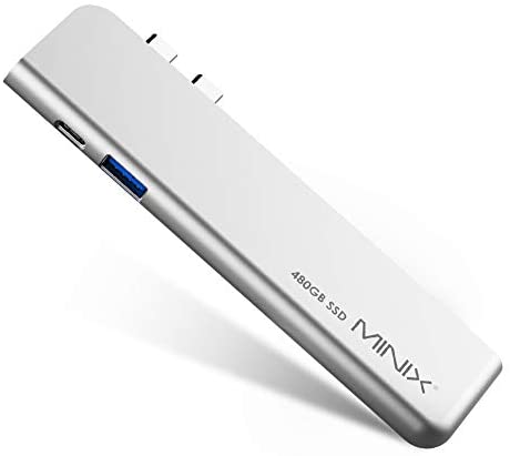 MINIX NEO SD4 Portable External SSD 480GB Storage Hub with Data & Display Ports [HDMI 4K@60Hz / Thunderbolt 3 /USB 3.0] Compatible with MacBook Air/Pro, Sold by MINIX Technology Limited. Sliver