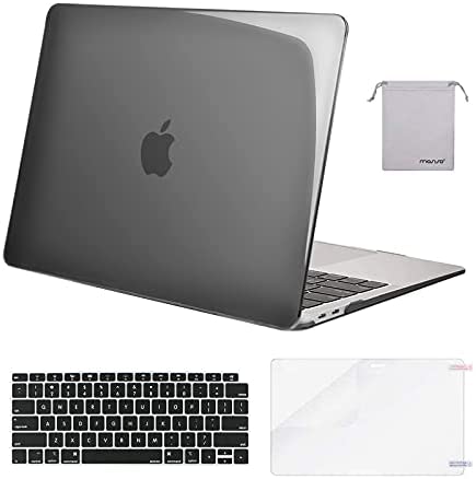 MOSISO Compatible with MacBook Air 13 inch Case 2020 2019 2018 Release A2337 M1 A2179 A1932 Retina Display Touch ID, Plastic Hard Shell&Keyboard Cover&Screen Protector&Storage Bag, Crystal Black