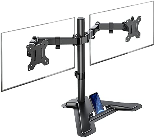 MOUNTUP Dual Monitor Stand – Freestanding & Height Adjustable Monitor Desk Mount, Steady VESA Mount Computer Monitor Stand for 2 Screens up to 27 inch, MU1002