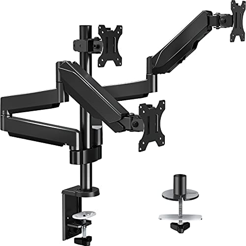 MOUNTUP Triple Monitor Stand Mount – 3 Monitor Desk Mount for Computer Screens Up to 27 inch, Triple Monitor Arm with Gas Spring, Heavy Duty Monitor Stand, Each Arm Holds Up to 17.6 lbs, MU0006