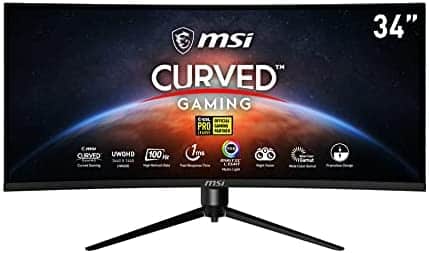 MSI 34″” Ultra Wide QHD RGB LED Non-Glare Super Narrow Bezel 1ms HDR Ready 3440 x 1440 100Hz Refresh Rate Free Sync Height Adjustable Curved Gaming Monitor (Optix MAG342CQRV), Black