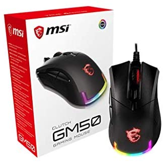 MSI CLUTCHGM50 Gaming USB RGB Adjustable up to 7200 DPI 1ms 6 Buttons Desktop Laptop Gaming Grade Optical Mouse (Clutch GM50)
