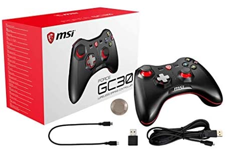 MSI Gaming Wireless Rechargeable Dual Vibration Gaming Controller for PC and Android (FORCE GC30)