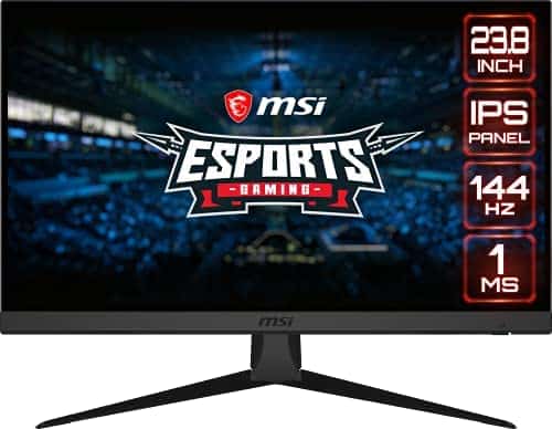 MSI Optix G242 IPS Esports Gaming Monitor – 23.8 inch, 16:9 Full HD (1920×1080), 144Hz, 1ms Response Time, Less Blue Light, VESA Mounting, Display Port, HDMI