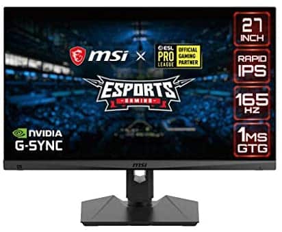 MSI QHD Rapid-IPS Gaming Non-Glare Super Narrow Bezel 1ms 2560 x 1440 165Hz Refresh Rate Adjustable Arm G-Sync Compatible 27” Gaming Monitor (Optix MAG274QRF), Black