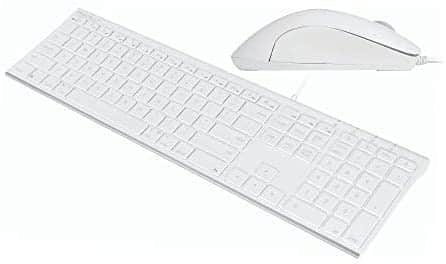 Macally 3-Button Optical Wired Computer Mouse and an Ultra Slim Wired Computer Keyboard, ICY Fresh Duo