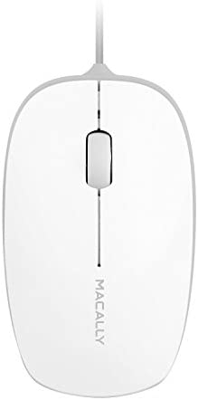 Macally 3 Button USB 800Dpi Optical Computer Wired Mouse with 4 Foot Cord for Apple Mac Mini iMac, MacBook Pro/Air, and Windows PC Laptop, Etc