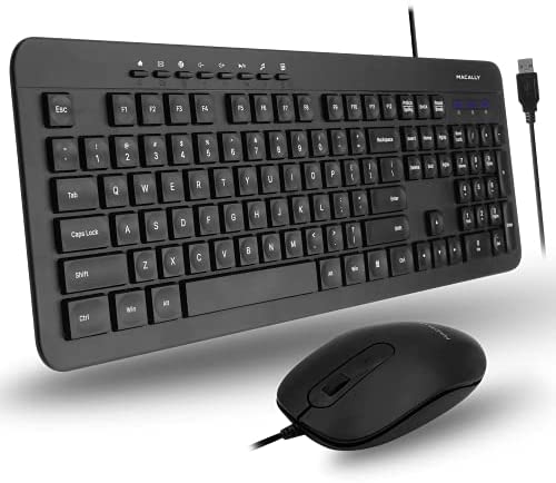 Macally USB Wired Keyboard and Mouse Combo – Plug & Play USB Keyboard and Mouse Combo – Easy to Use Slim Wired Computer Keyboard Mouse Combo, Compatible with Desktop, Laptop, Notebook, PC Windows