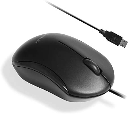 Macally USB Wired Mouse -Simple 3 Button & Scroll Wheel Design – Ergonomic & Comfortable Computer Mouse for Laptop, Windows PC, Chromebook, Desktop, Notebook, & Mac – Plug & Play USB Mouse – Black
