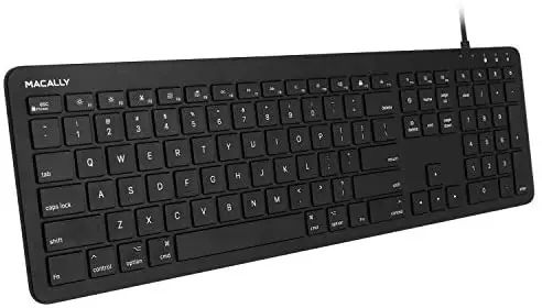 Macally Wired Mac Keyboard Full-Size/Extended – Number pad 10 Key & 5FT Wired USB A Cable – 21 Shortcuts for Apple Computer Keyboards – Replacement Keyboard for Mac with USB Port – (Black)