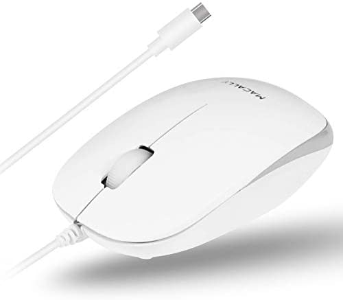 Macally Wired USB Type C Mouse for Mac and Windows – Ambidextrous Design with Soft Click Buttons – USB C Mouse Wired with 1200 DPI Sensor – Simple Corded Mouse USB C for Newer Gen Devices