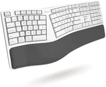 Macally Wireless Ergonomic Keyboard for Mac – Built for Comfort – Compatible Bluetooth Apple Keyboard with Wrist Rest Cushion and 21 Shortcuts – Rechargeable Ergo Split Keyboard Wireless for Mac