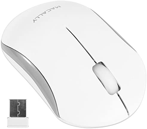 Macally Wireless Mouse for Laptop or Desktop, Computer Mouse with USB Receiver, 3 Button, and Scroll Wheel – Cordless Mouse Wireless Mice for Windows Mac PC Notebook Chromebook – White