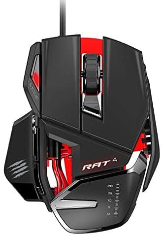 Mad Catz RAT4 Wired Optical USB LED RGB Mouse with 9 Programmable Buttons, Adjustable – Black