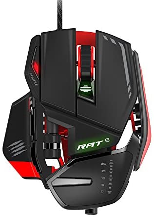 Mad Catz RAT6 Wired Laser USB LED RGB Mouse with 11 Programmable Buttons, Weight Adjustable – Black