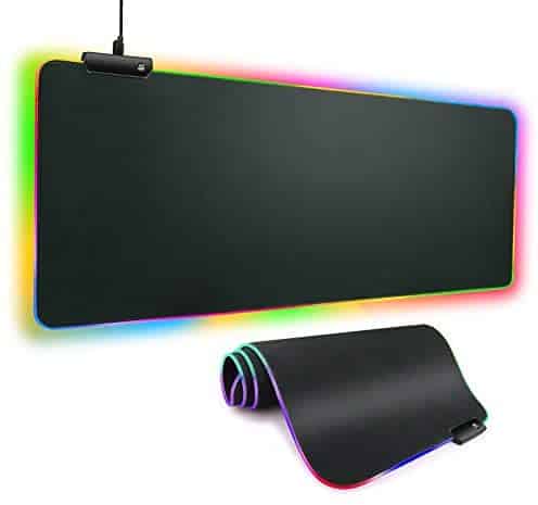 Madala RGB Gaming Mouse Pad, Large Extended Soft LED Mouse Pad with 12 Lighting Modes 2 Brightness Levels, Anti-Slip Rubber Base and Waterproof Surface for Computer Keyboard/Mouse mat (31.5×11.8 inch)