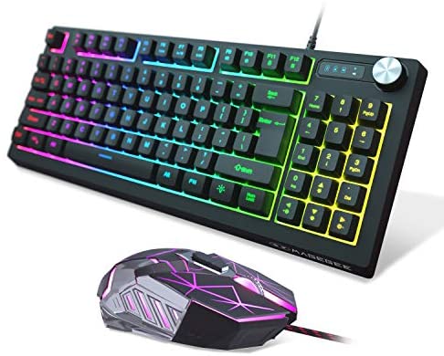 MageGee GT698 Gaming Keyboard and Mouse Combo, TKL 89 Keys Gaming Keyboard RGB LED Rainbow Backlit, Anti-Ghosting USB Wired Keyboard, Gaming Mouse 3200 DPI for PC Laptop Desktop Gaming and Work