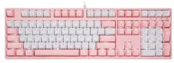 Manbala Pink Wired Mechanical Keyboard, 87/108 Key Cute Gaming Keyboard Comfort Keycap, Full-Key Non-Punch Ergonomic Design(Blue Switch, Pink White-108 Keys