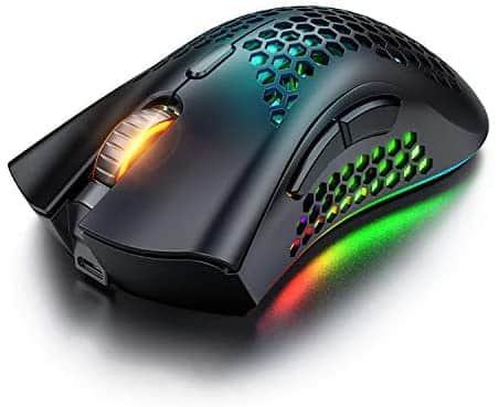 Mashiro Wireless Gaming Mouse, Gaming Mice with Honeycomb Shell, 7 Sensitive Buttons, RGB Backlight, 3 Adjustable DPI, Ergonomic USB Optical Wireless Mouse for Laptop, PC, Computer, MacBook