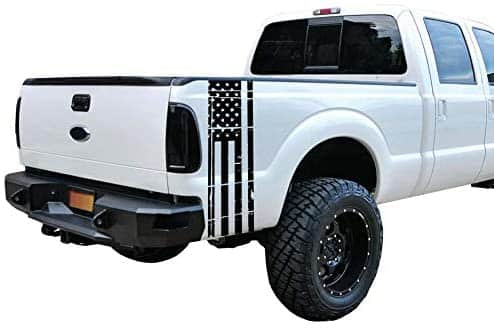 Matte Black Universal Distressed American Flag Vinyl Decal Set: Fits Any Dodge Ram Ford Chevy Nissan Toyota