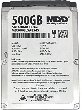 MaxDigitalData 500GB 8MB Cache 5400RPM SATA 6.0Gb/s (7mm) 2.5″ Notebook Hard Drive (MD500GLSA854S) – 2 Year Warranty
