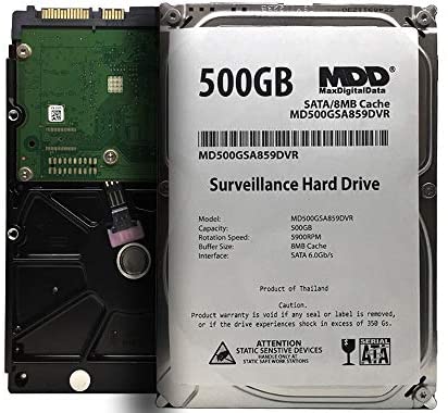 MaxDigitalData 500GB 8MB Cache 5900PM SATA 6.0Gb/s 3.5″ Internal Surveillance CCTV DVR Hard Drive (MD500GSA859DVR) – w/2 Year Warranty (Renewed)