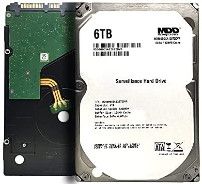MaxDigitalData 6TB 7200RPM 128MB Cache SATA 6.0Gb/s 3.5″ Internal Hard Drive for Surveillance (MD6000GSA12872DVR) – 3 Years Warranty