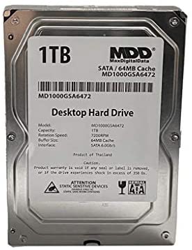 MaxDigitalData (MD1000GSA6472) 1TB 64MB Cache 7200RPM SATA 6.0Gb/s 3.5in Internal Desktop Hard Drive