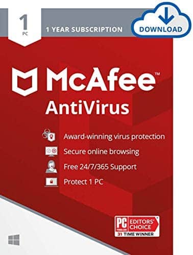 McAfee AntiVirus Protection 2021, 1PC, Internet Security Software, 1 Year – Download Code
